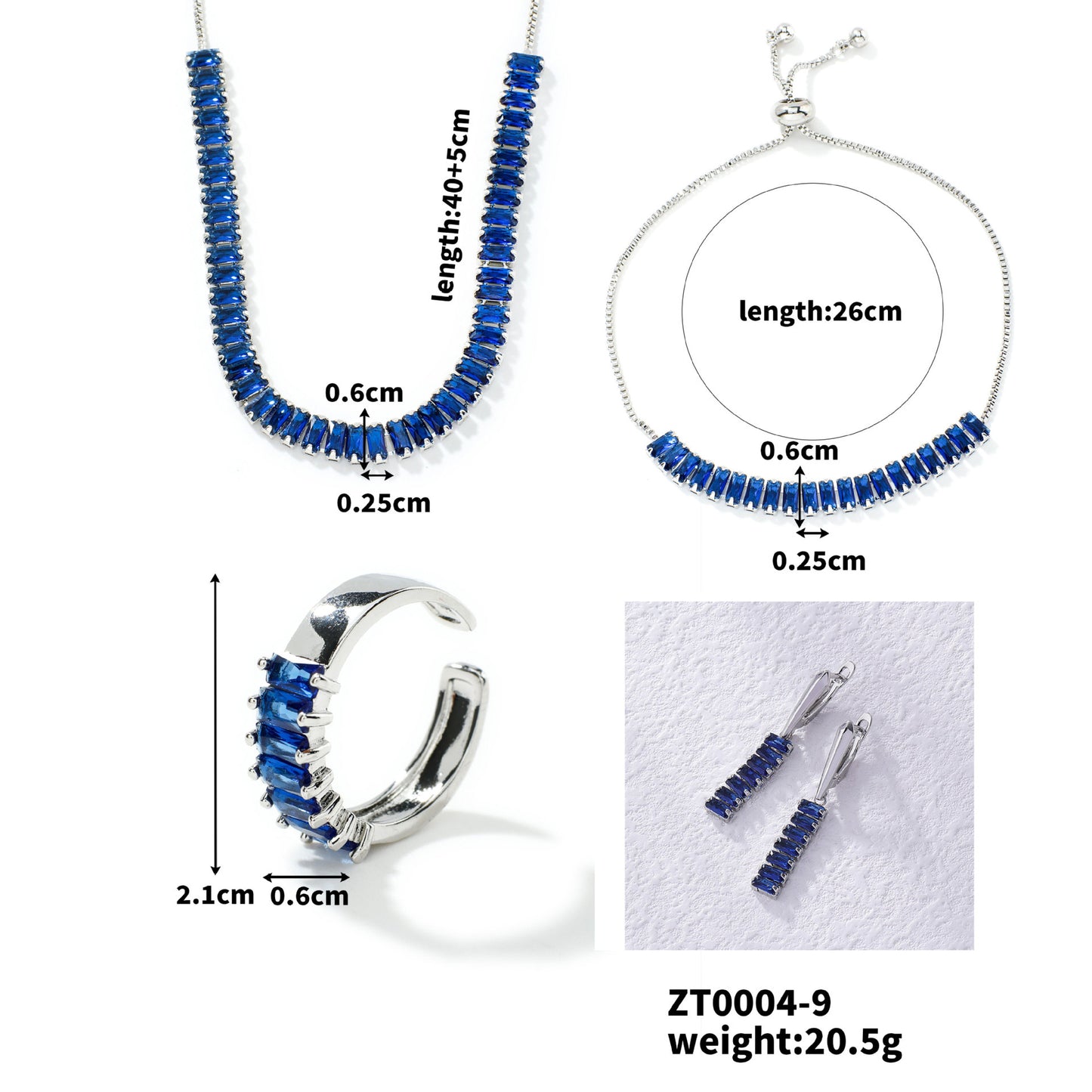 Colorful Square Zircon Jewelry