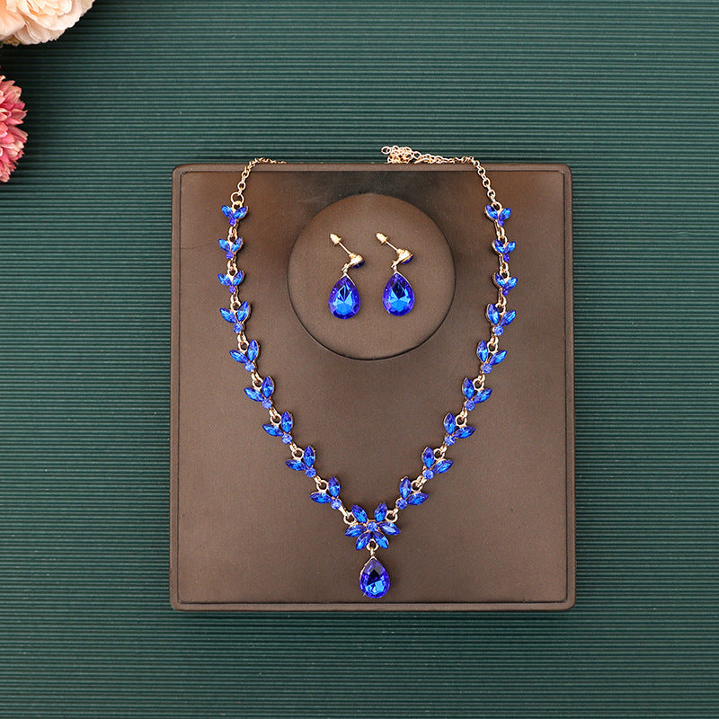 Korean Bride Necklace Earrings Two-piece