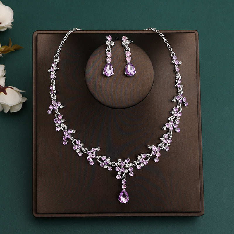 Korean Bride Necklace Earrings Two-piece