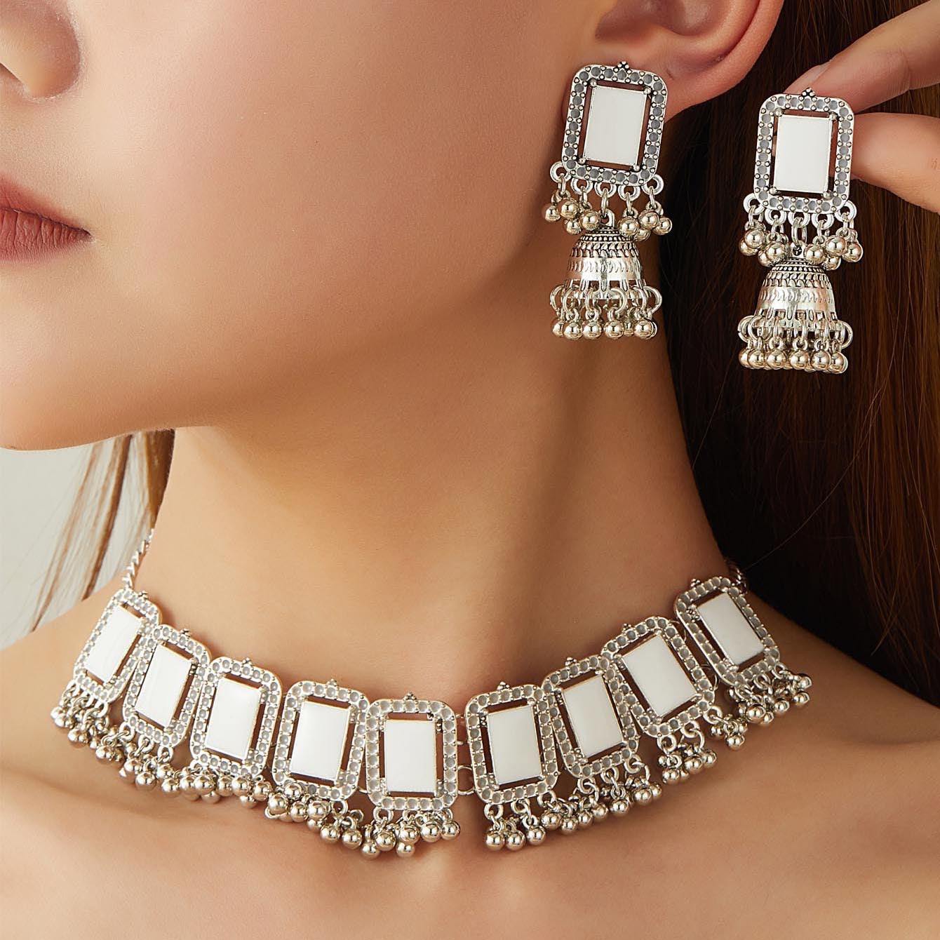 Vintage Ethnic Diamond Bell Tassel Jewelry Set