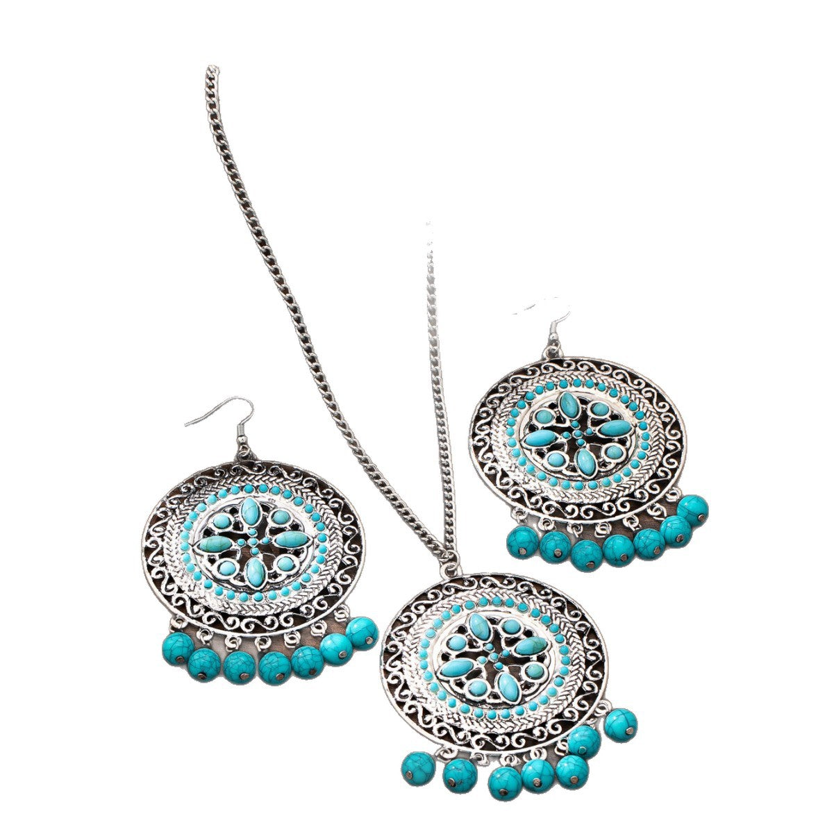 Vintage Turquoise Geometric Tassel Jewelry