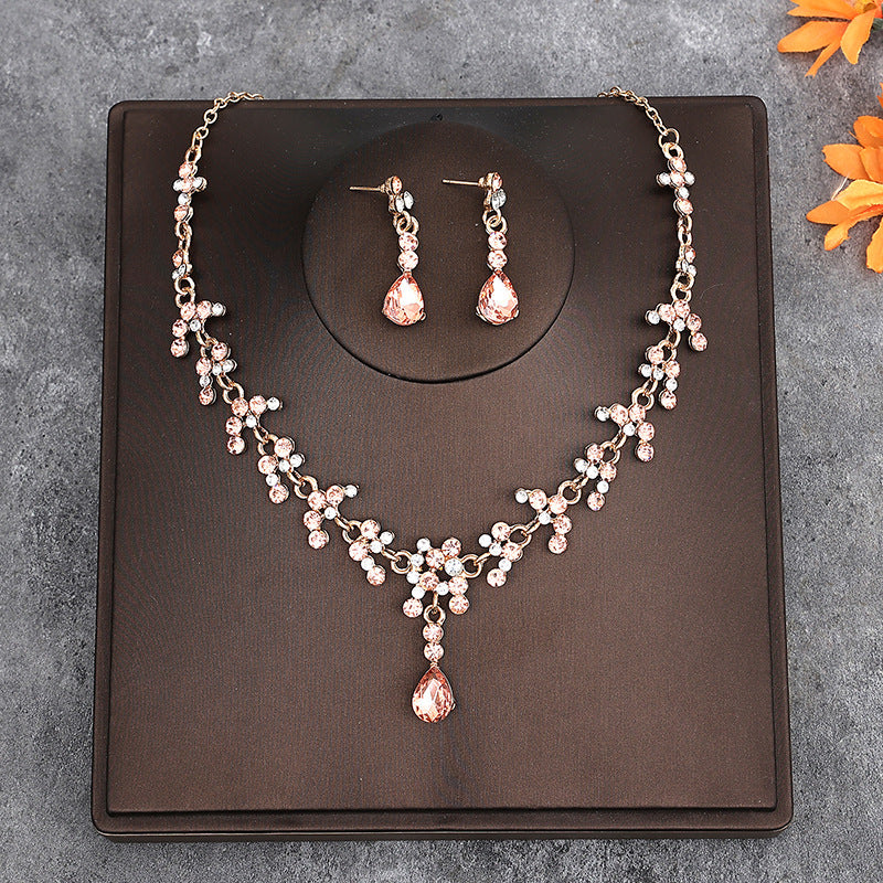 Korean Bride Necklace Earrings Two-piece