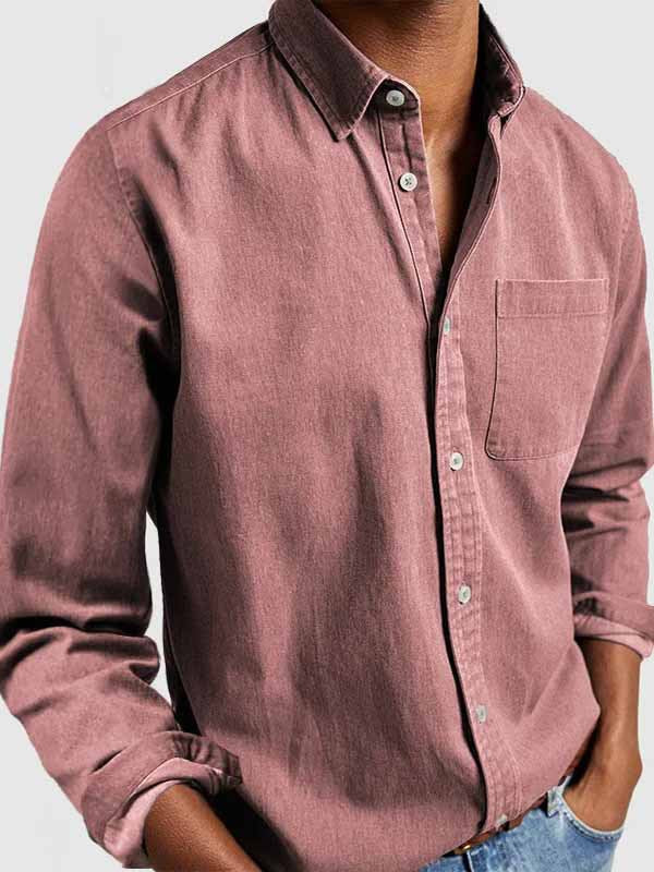 Cotton Button Men's Long Sleeve Shirt