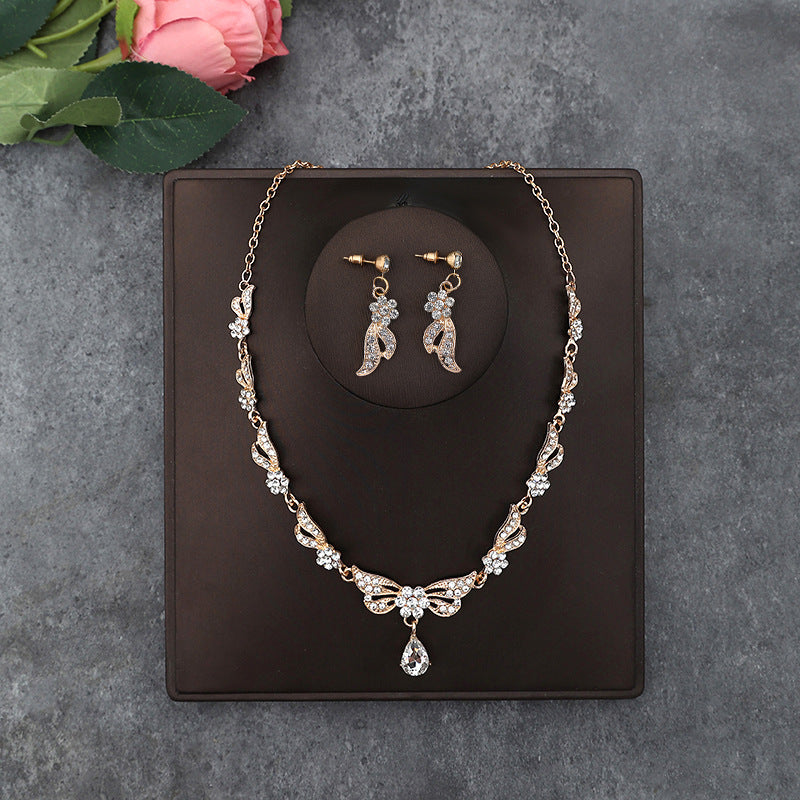 Korean Bride Necklace Earrings Two-piece