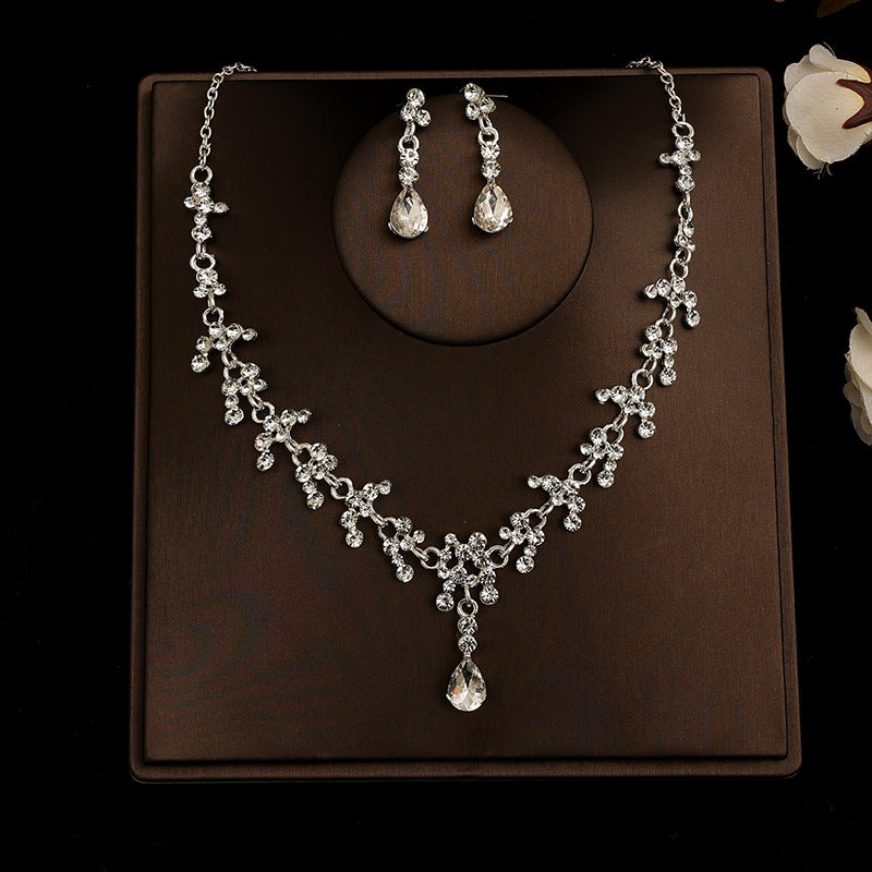 Korean Bride Necklace Earrings Two-piece