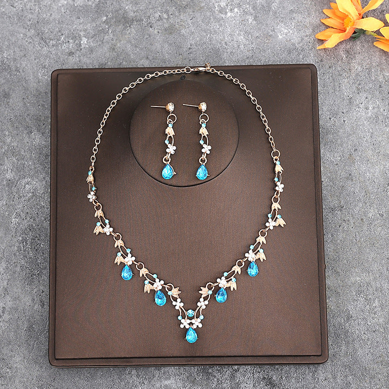 Korean Bride Necklace Earrings Two-piece