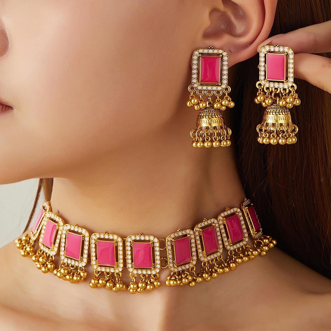 Vintage Ethnic Diamond Bell Tassel Jewelry Set