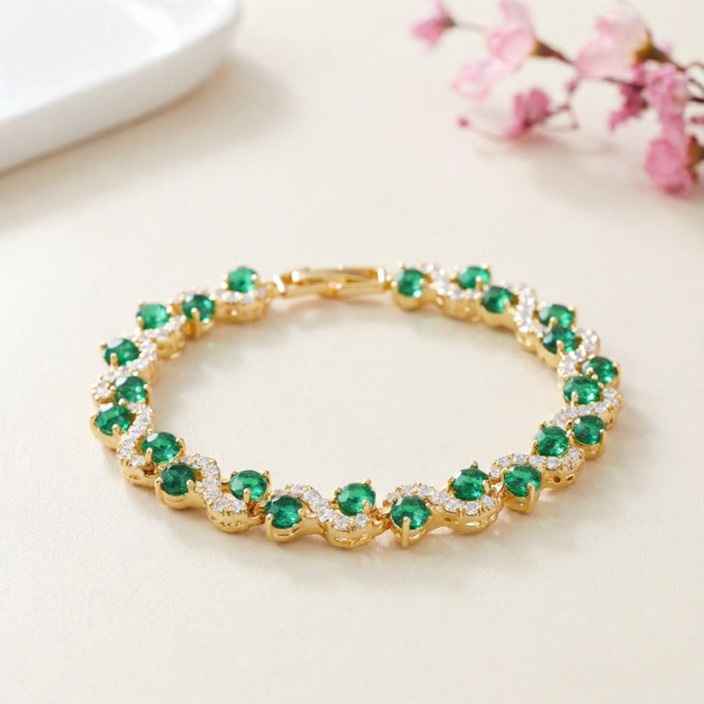 Geometric Gemstone Crystal Bracelet Women's