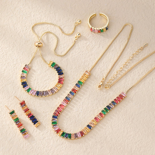 Colorful Square Zircon Jewelry