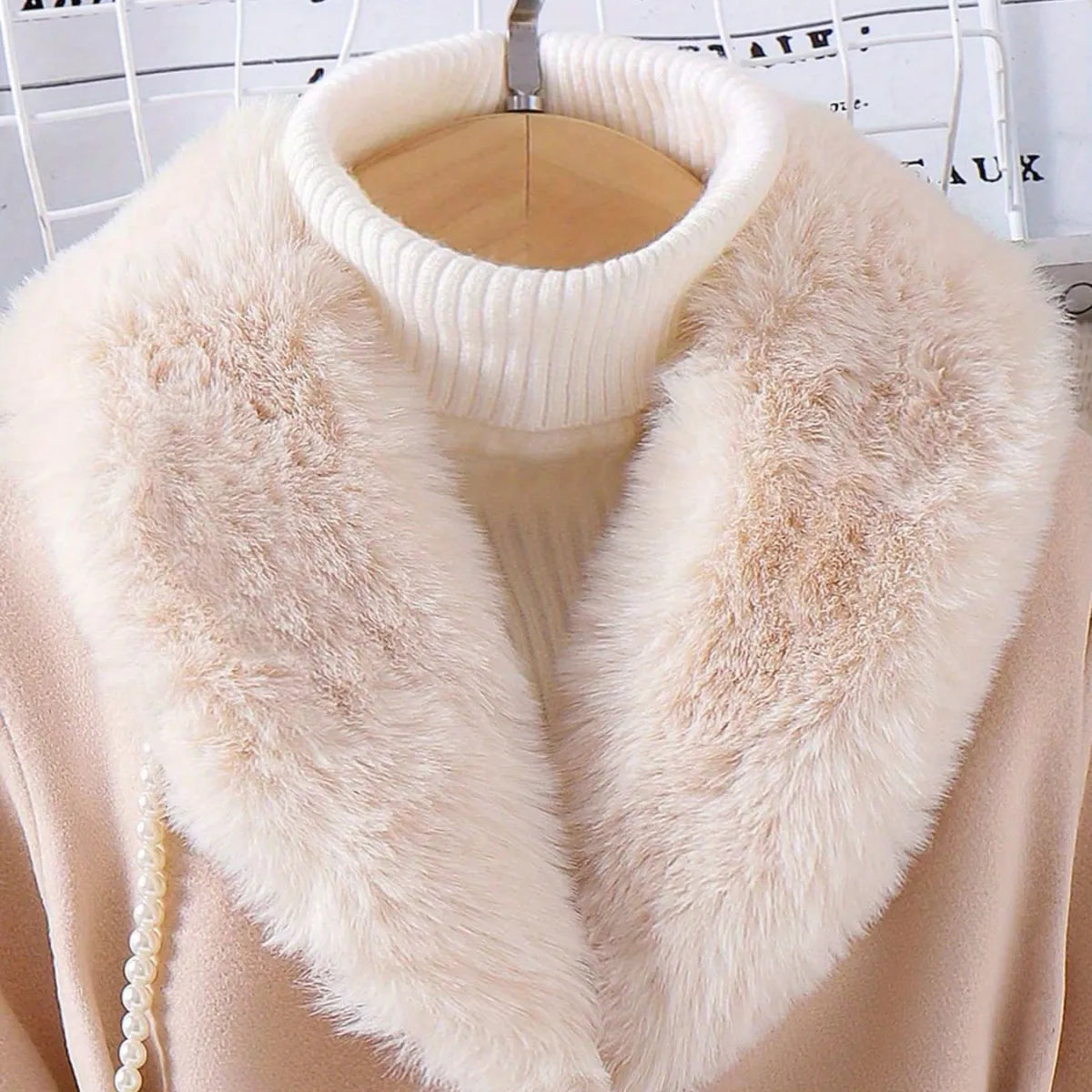 Girls Mid Length Wool Coat with Fur Collar