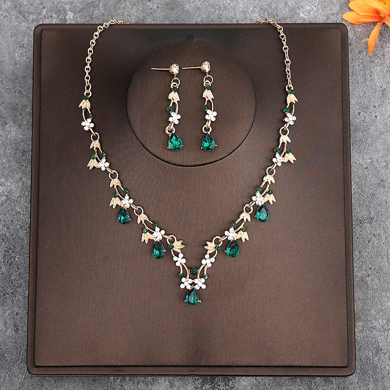 Korean Bride Necklace Earrings Two-piece