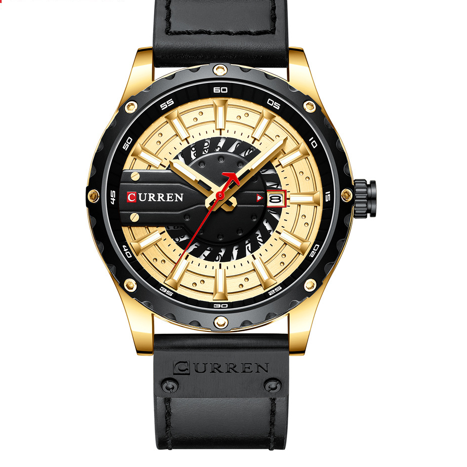 Curren Mens Waterproof Calendar Leather Watch