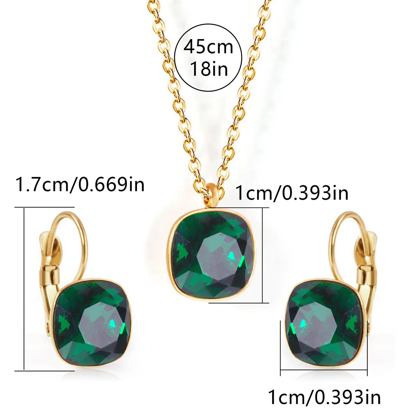 Square Zircon Jewelry with Gold Plated Finish