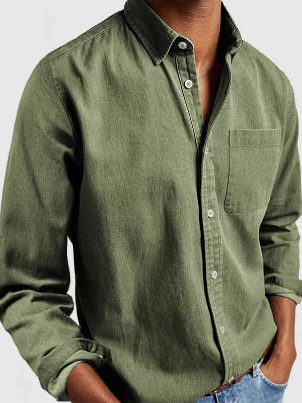 Cotton Button Men's Long Sleeve Shirt