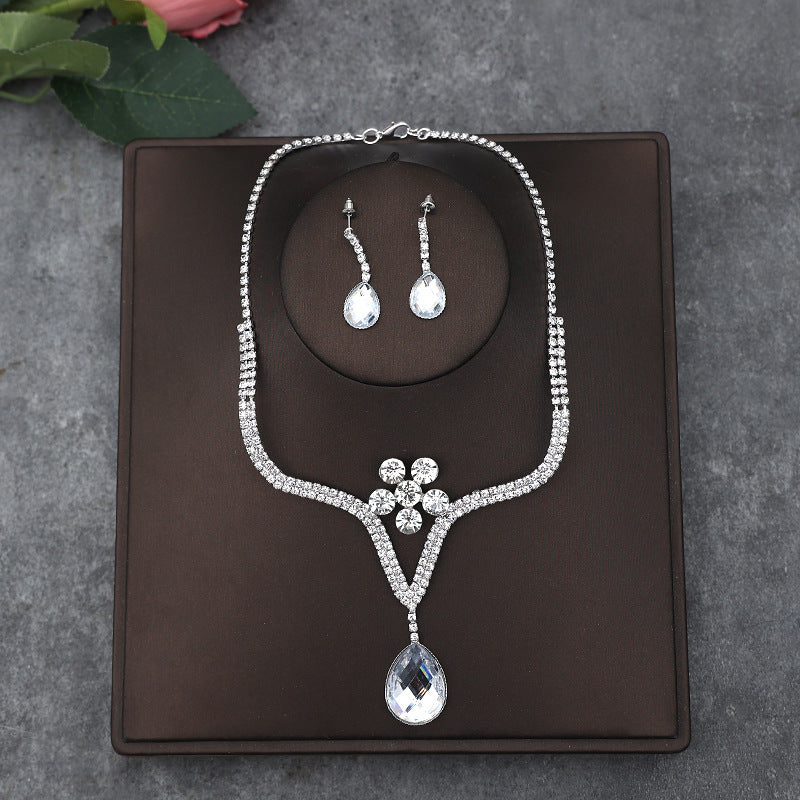 Korean Bride Necklace Earrings Two-piece