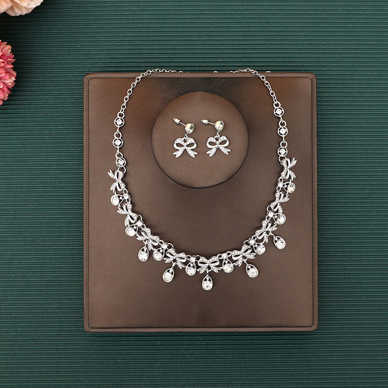 Korean Bride Necklace Earrings Two-piece