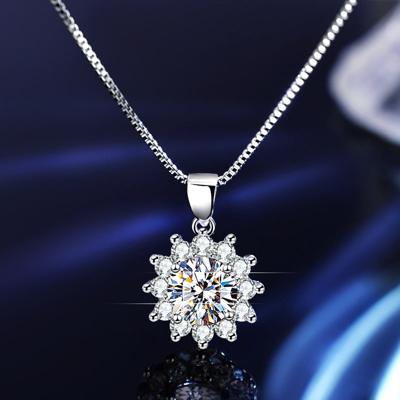 S925 Sterling Silver Sunflower Moissanite Three Piece Jewelry Set