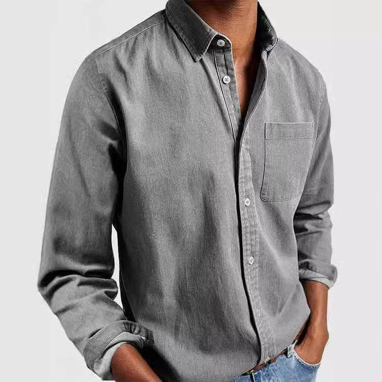 Cotton Button Men's Long Sleeve Shirt