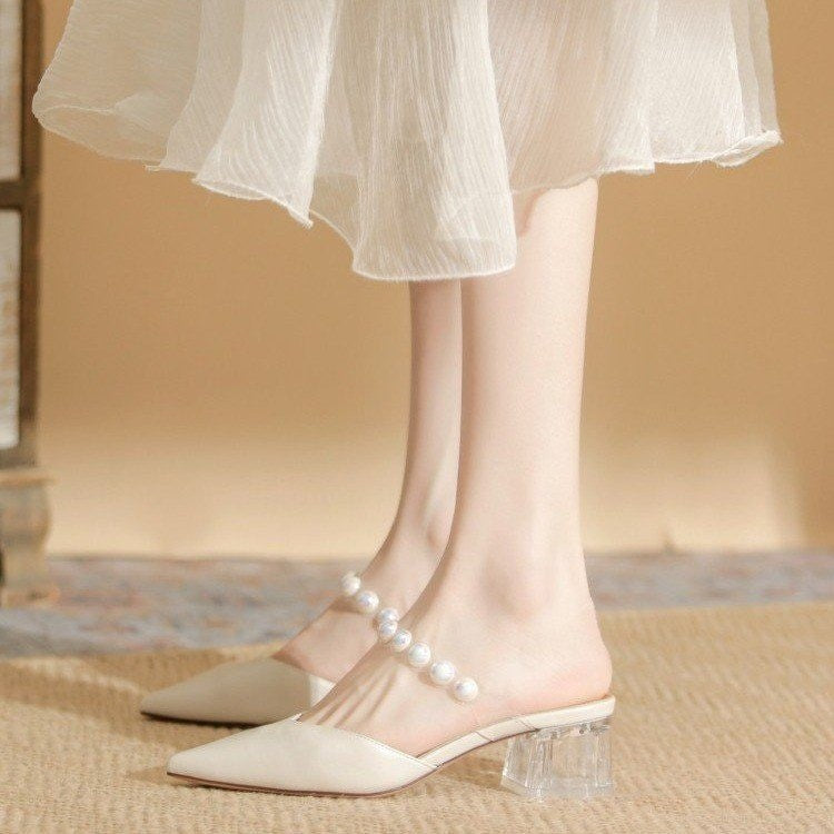 Womens Pointed Toe Block Heel Sandals