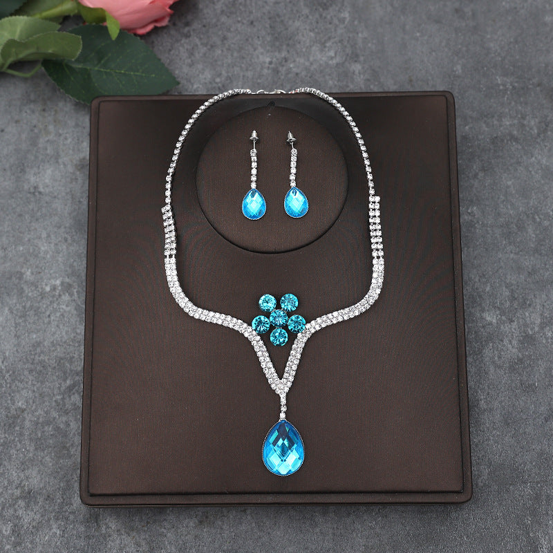 Korean Bride Necklace Earrings Two-piece
