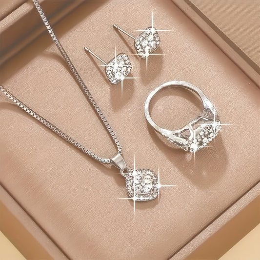 Geometric Diamond accented Jewelry Set