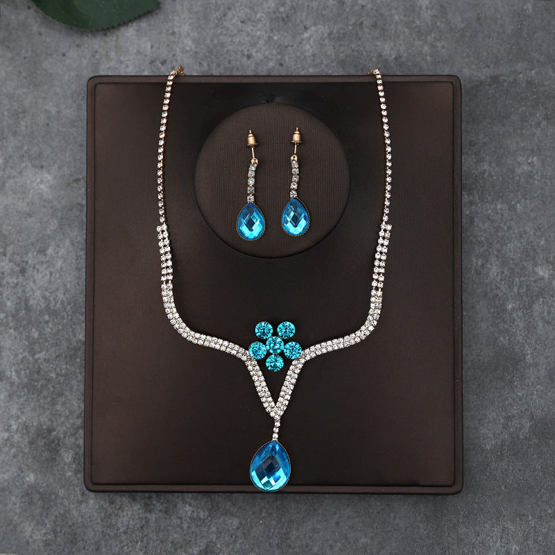 Korean Bride Necklace Earrings Two-piece