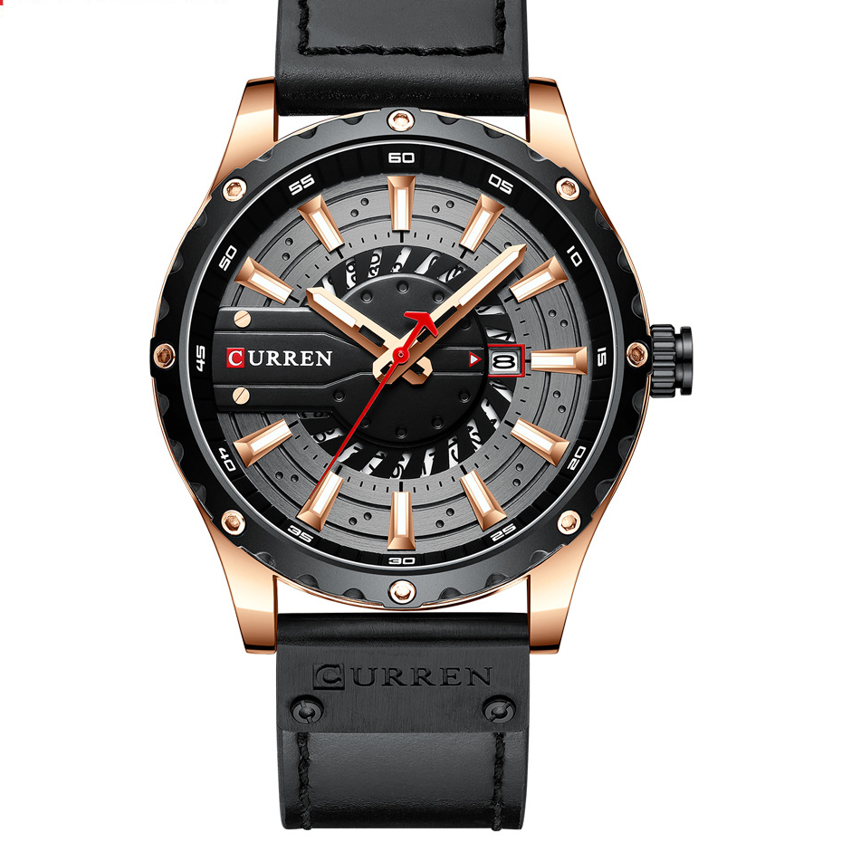 Curren Mens Waterproof Calendar Leather Watch