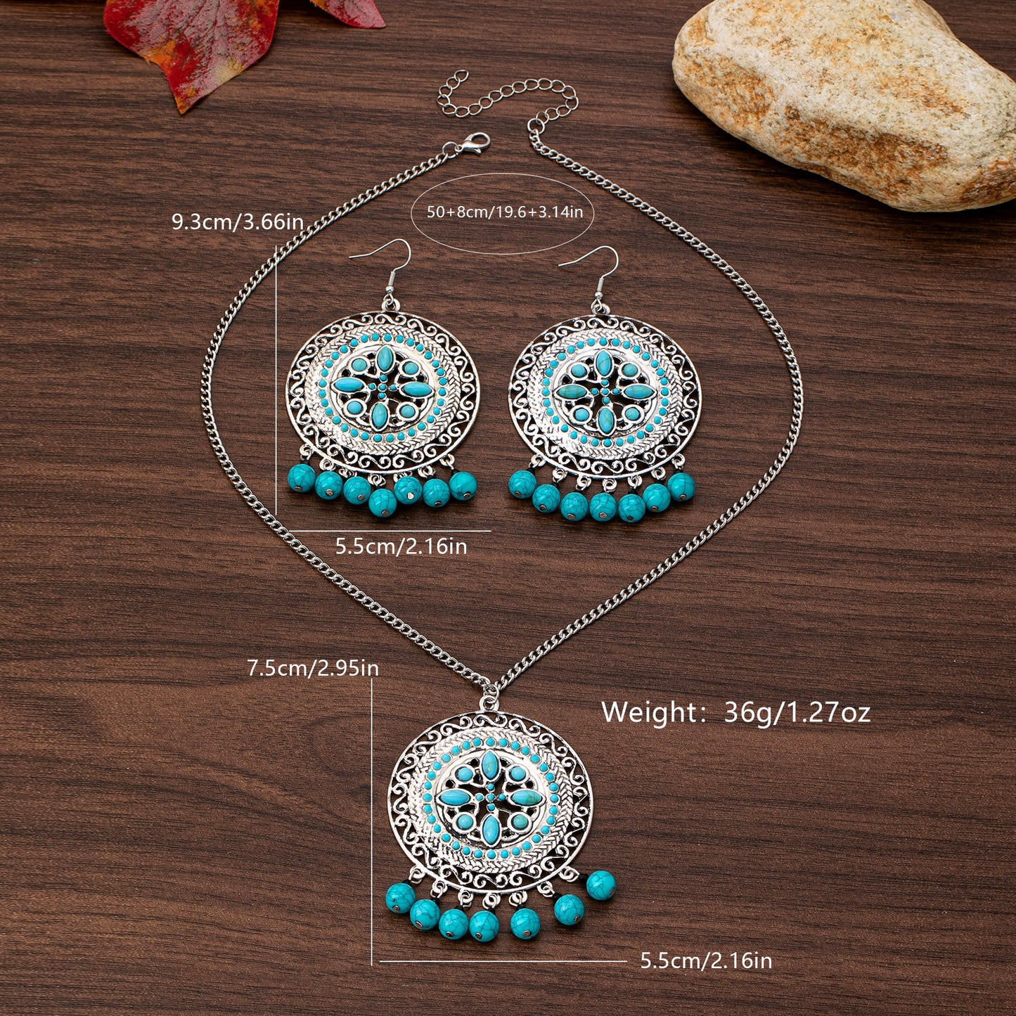 Vintage Turquoise Geometric Tassel Jewelry