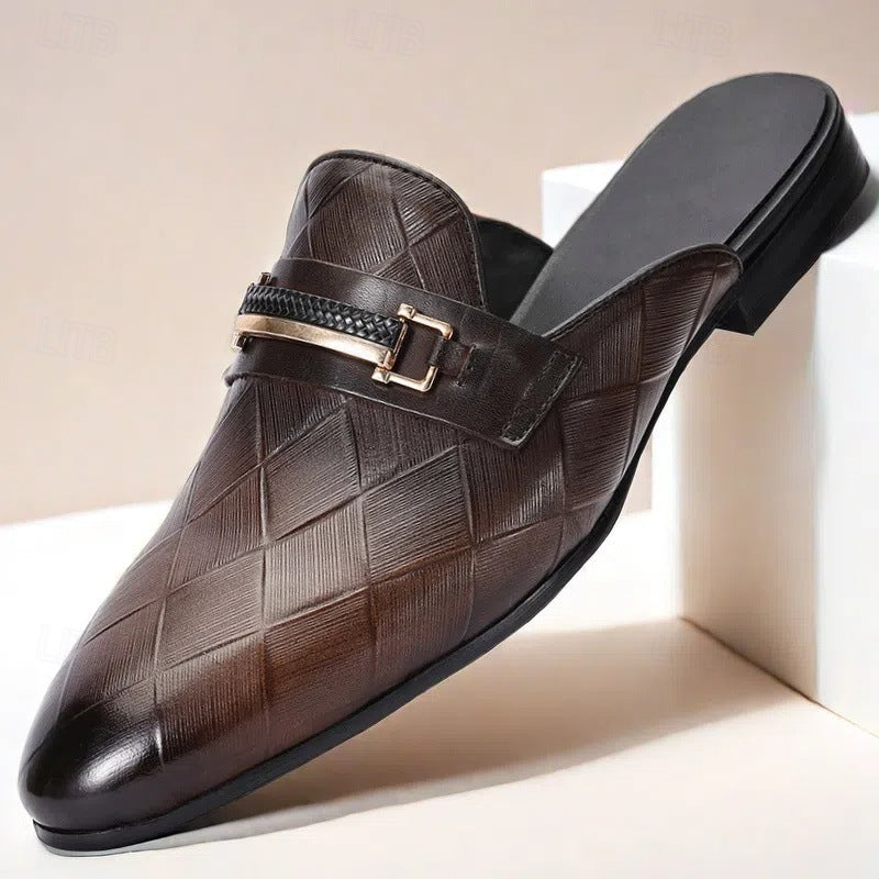 Mens Genuine Leather Slip On Slippers