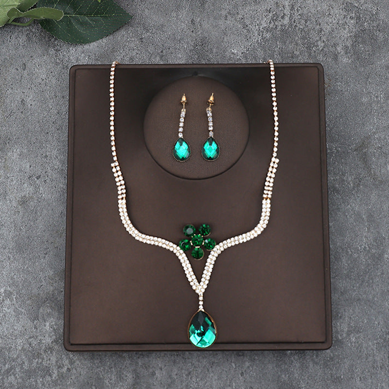 Korean Bride Necklace Earrings Two-piece