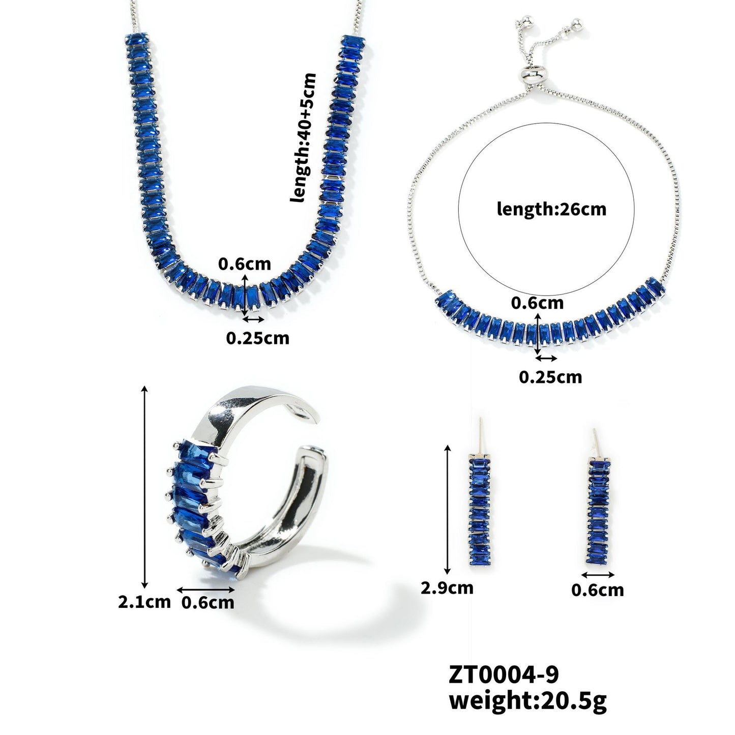 Colorful Square Zircon Jewelry