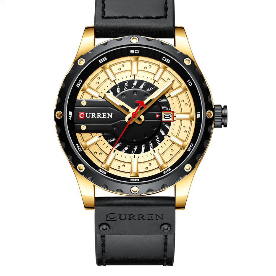 Curren Mens Waterproof Calendar Leather Watch