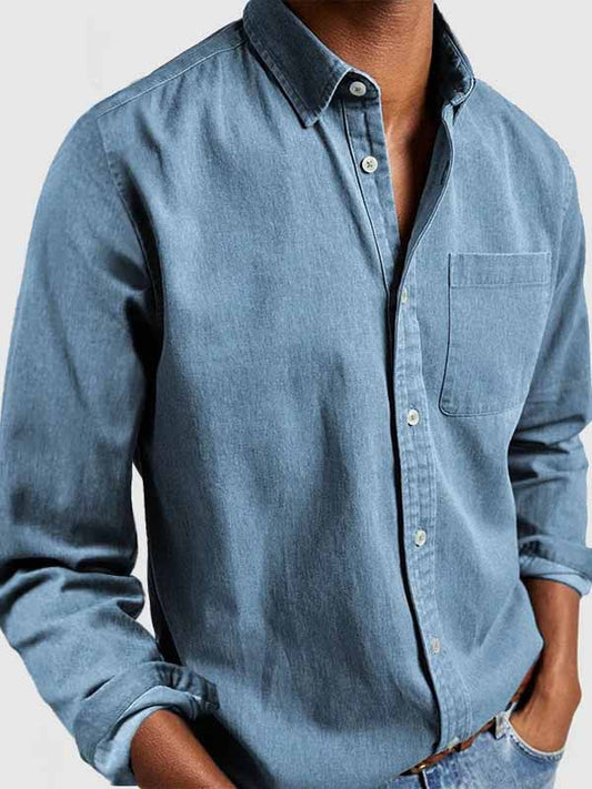 Cotton Button Men's Long Sleeve Shirt