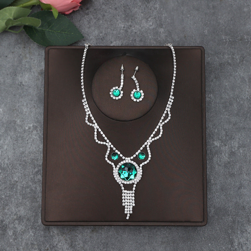 Korean Bride Necklace Earrings Two-piece