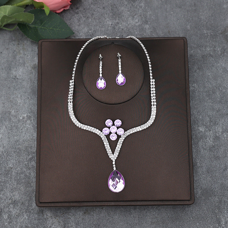 Korean Bride Necklace Earrings Two-piece