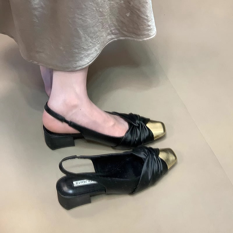 Sandals with Square Toe and Chunky High Heels
