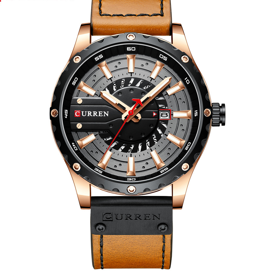 Curren Mens Waterproof Calendar Leather Watch