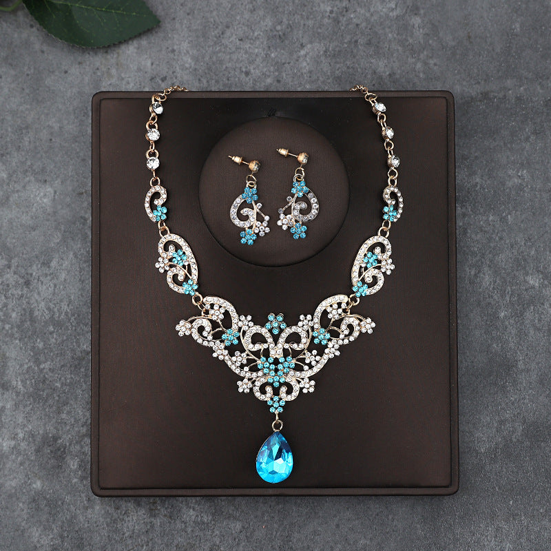 Korean Bride Necklace Earrings Two-piece