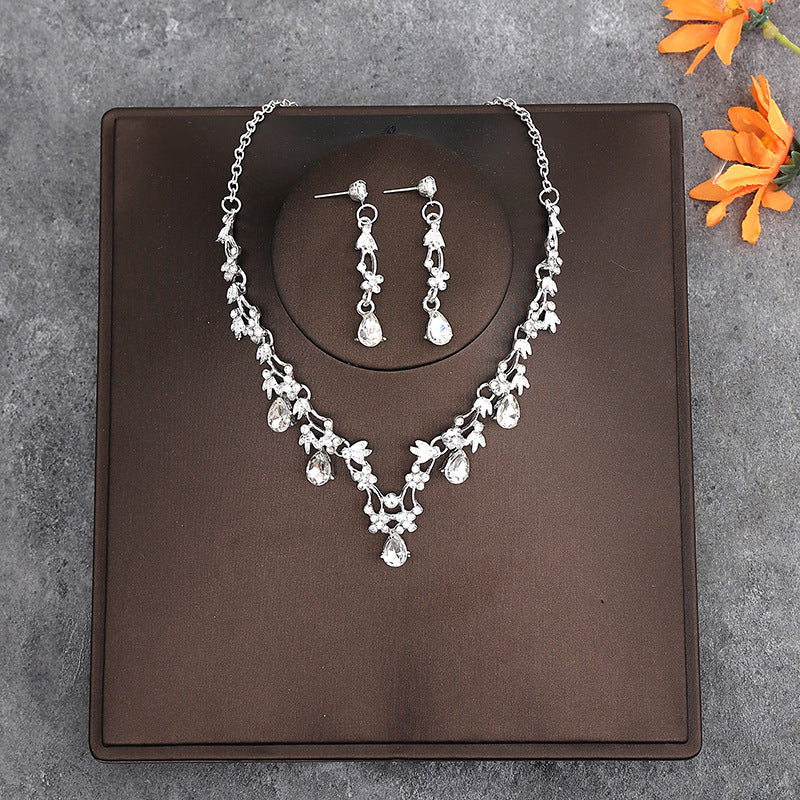 Korean Bride Necklace Earrings Two-piece