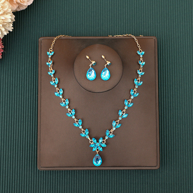 Korean Bride Necklace Earrings Two-piece