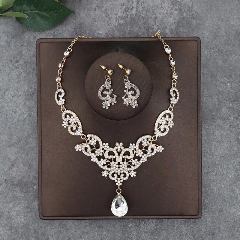 Korean Bride Necklace Earrings Two-piece