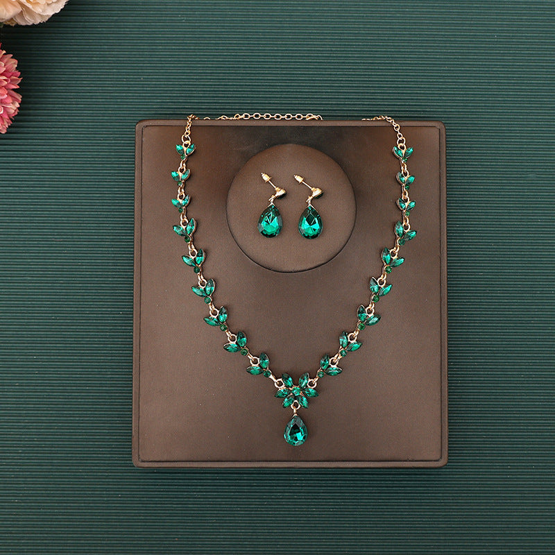 Korean Bride Necklace Earrings Two-piece