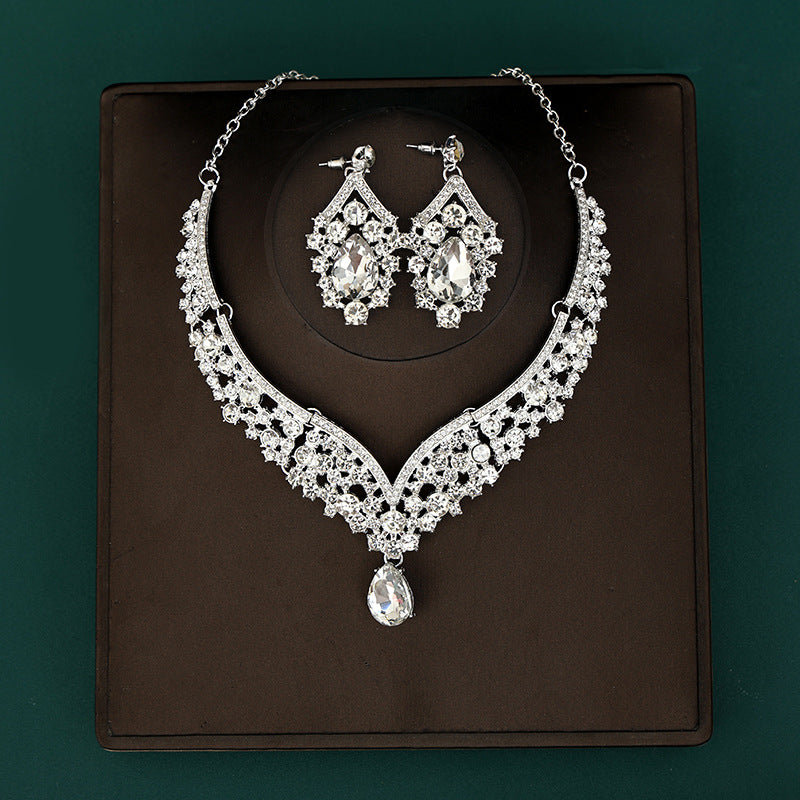 Korean Bride Necklace Earrings Two-piece