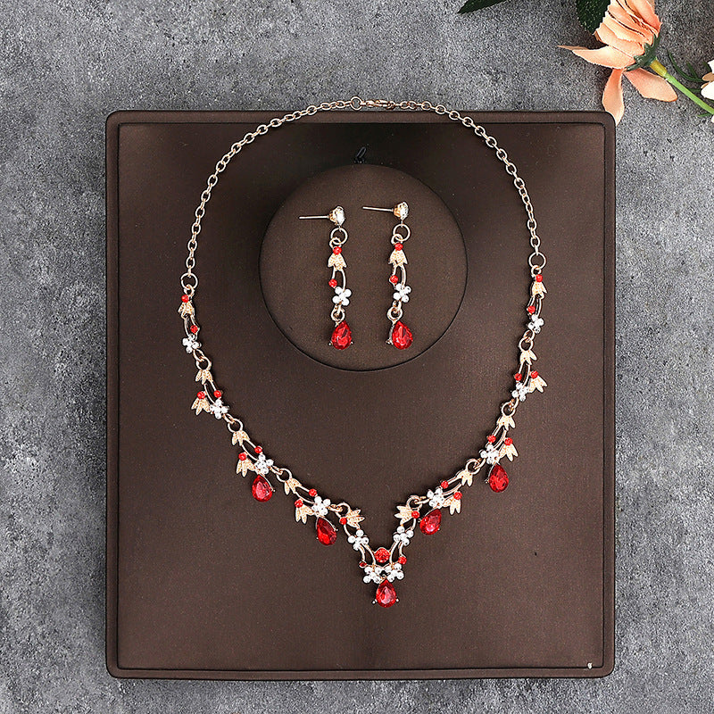 Korean Bride Necklace Earrings Two-piece
