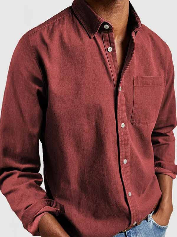 Cotton Button Men's Long Sleeve Shirt