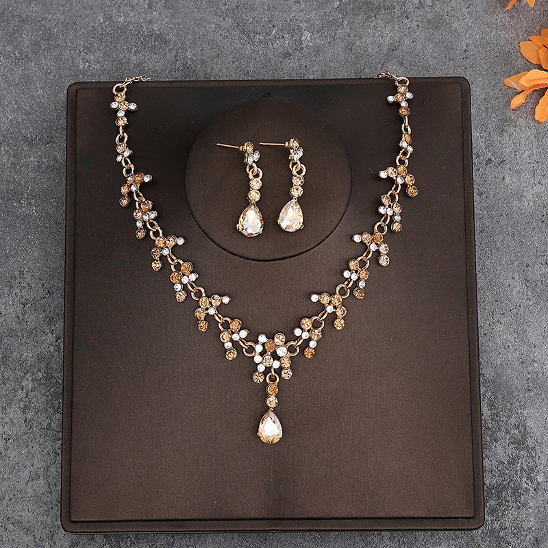 Korean Bride Necklace Earrings Two-piece