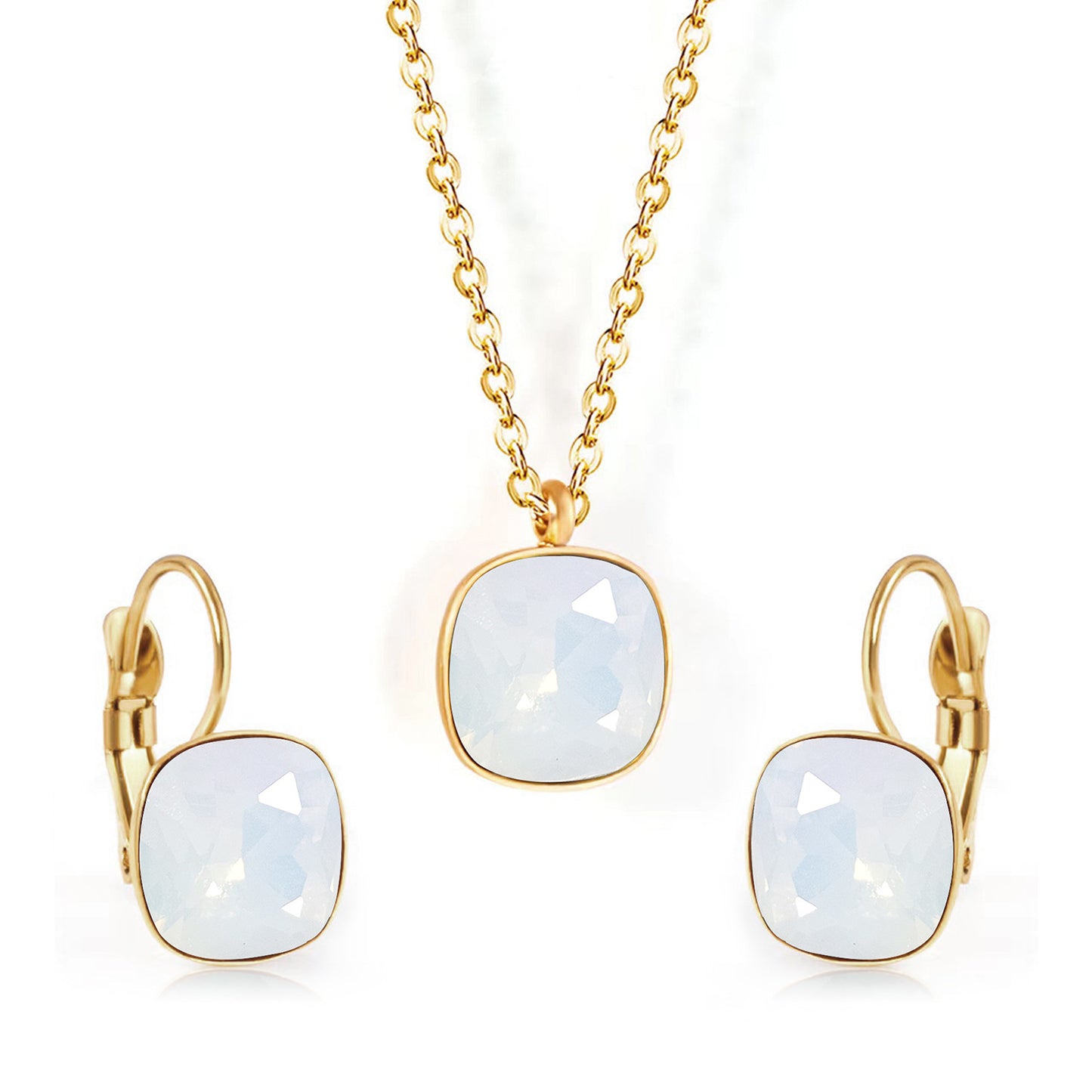 Square Zircon Jewelry with Gold Plated Finish