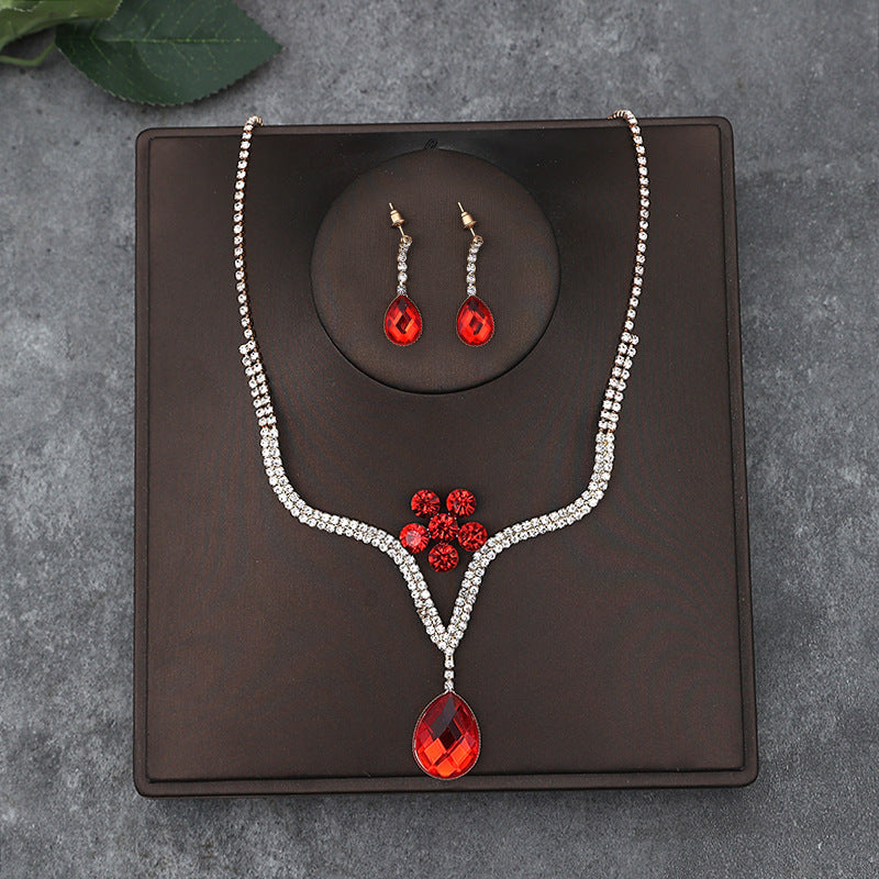 Korean Bride Necklace Earrings Two-piece