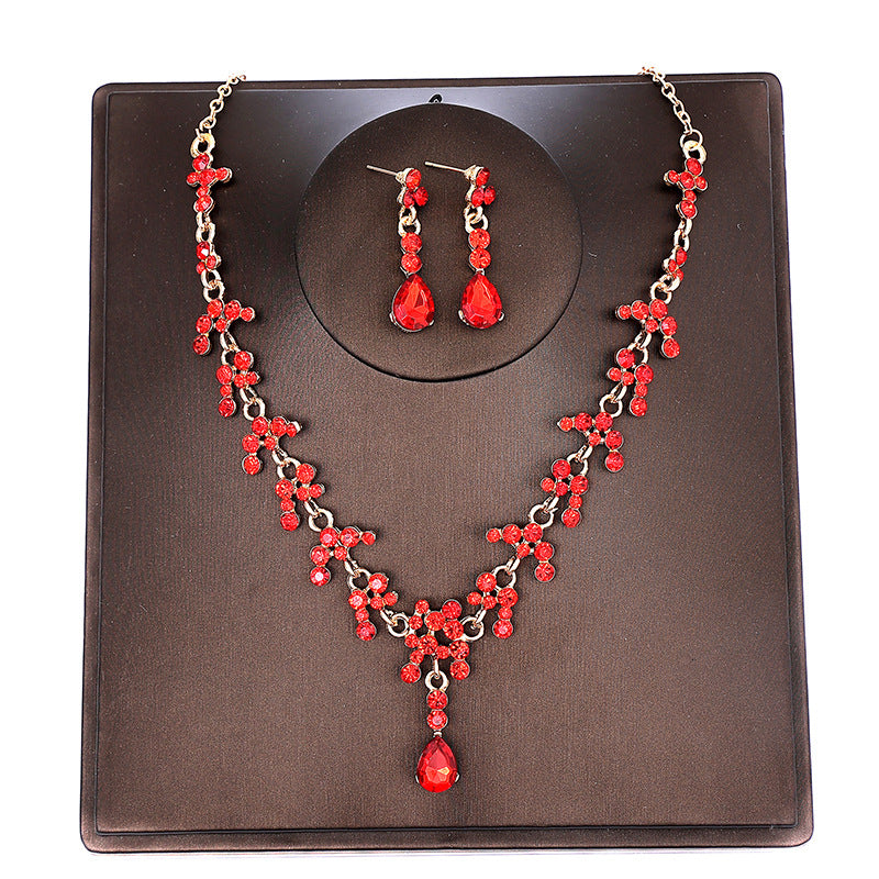 Korean Bride Necklace Earrings Two-piece