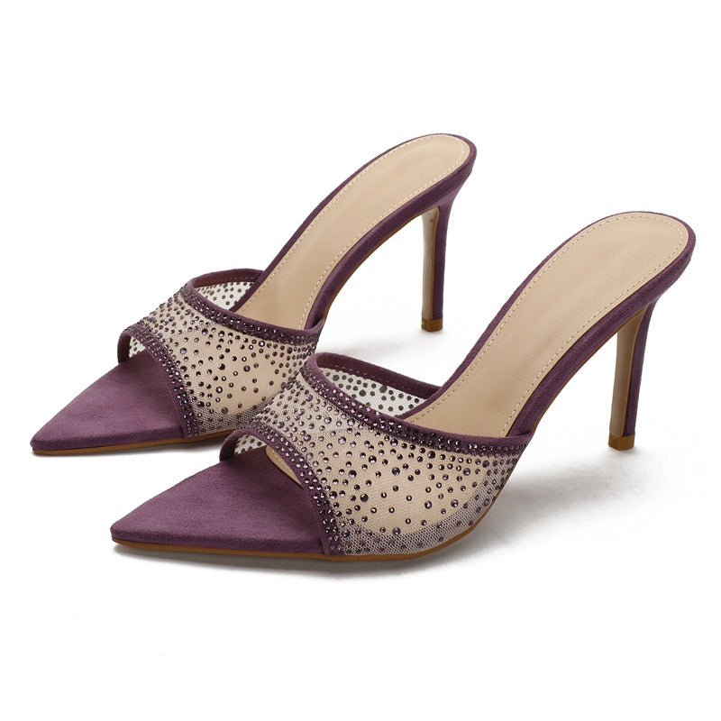 Rhinestone Pointed Toe High Heel Sandals